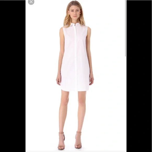 T By Alexander Wang White Sleeveless Shirt Dress